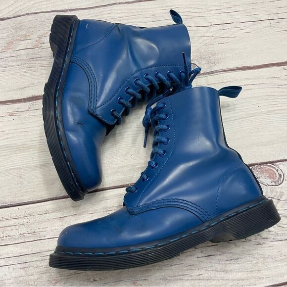 Dr. Martens 1460 Pascal Mono Lace Up Boots Blue Rare 2012 Sz 9 See Measurements - Picture 2 of 8